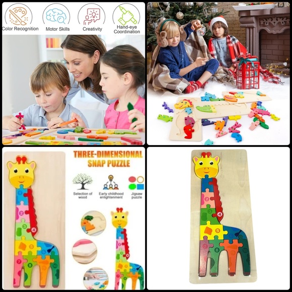 Colorful Giraffe Wooden Puzzle for Kids - Picture 1 of 6